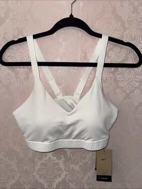 Nike White Padded Medium-Impact Sports Bra